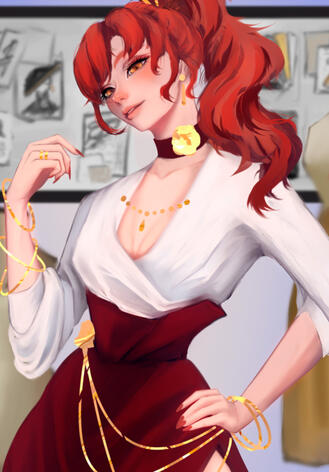 Himeko (HSR AU ZINE), софт-тач + золото, 150 р.